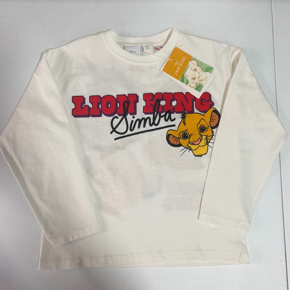 Zara Lion King Simba Long Sleeve Shirt - White and Red